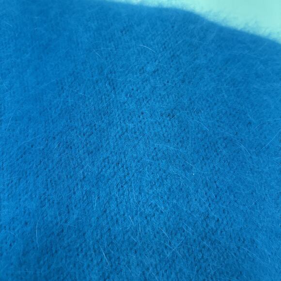 Lord & Taylor 80s Angora Teal Beaded Floral Fuzzy Sweater M - Picture 14 of 15